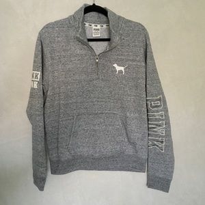 VS PINK Quarter Zip Heather Gray Pullover
